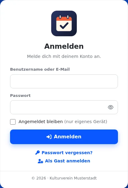 Anmeldeseite von GigAdmin mit Feldern für Benutzername und Passwort, Knopf „Anmelden“ und darunter dem Link „Passwort vergessen?“